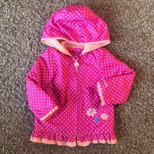 4T pink polka dot coat with fleece lining